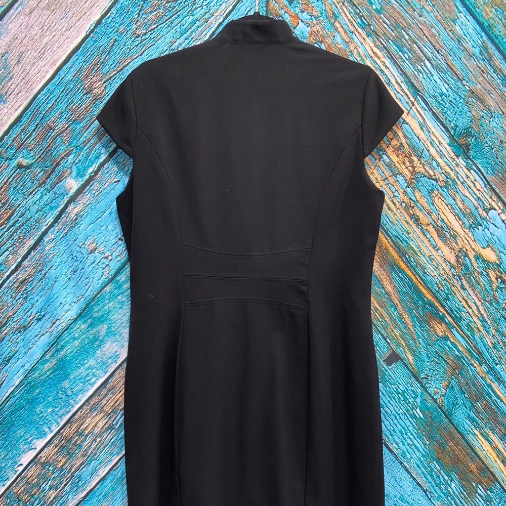 SOLD Black Wrap Dress with Dramatic Neckline - Picture 7 of 7